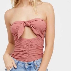 Free People Intimately Bow Wow Cutout Tie Tube Top Rust XS
